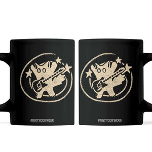 90s Y2K Scary Cat Coffee Mug Scared Under Starry Tail Cat Playing Guitar TS10 Black Print Your Wear