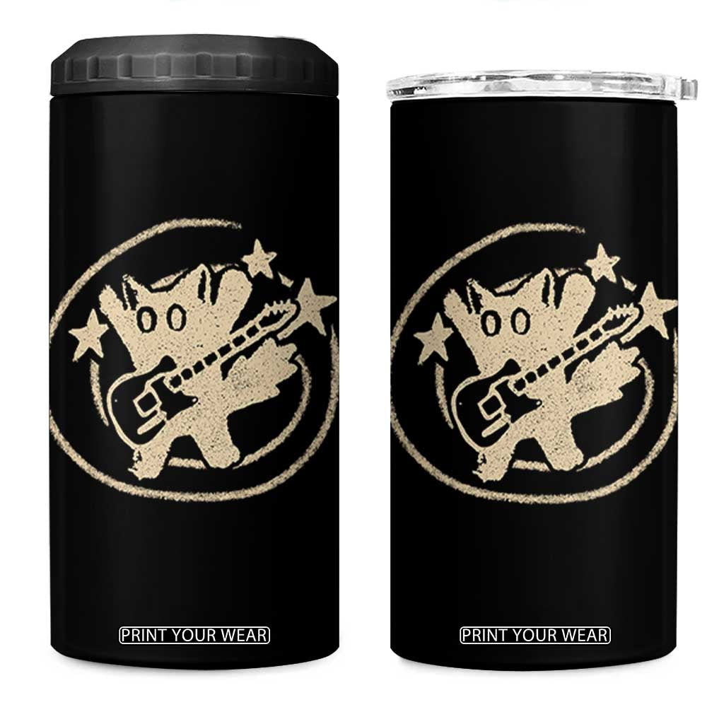 90s Y2K Scary Cat 4 in 1 Can Cooler Tumbler Scared Under Starry Tail Cat Playing Guitar TS10 One Size: 16 oz Black Print Your Wear