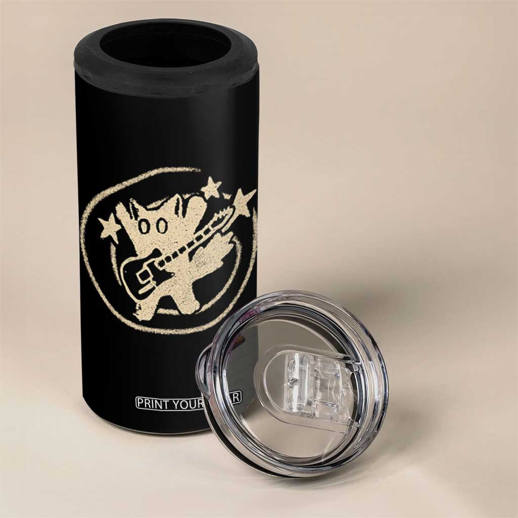90s Y2K Scary Cat 4 in 1 Can Cooler Tumbler Scared Under Starry Tail Cat Playing Guitar TS10 Print Your Wear