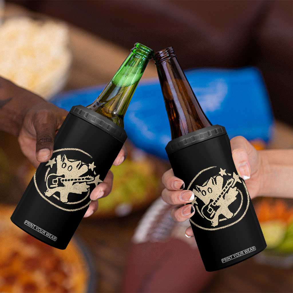 90s Y2K Scary Cat 4 in 1 Can Cooler Tumbler Scared Under Starry Tail Cat Playing Guitar TS10 Print Your Wear