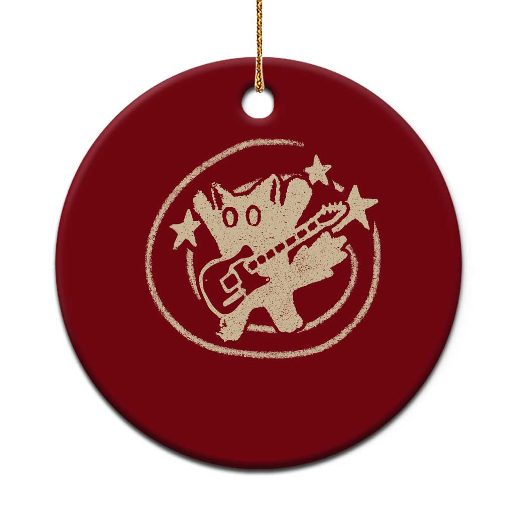 90s Y2K Scary Cat Ceramic Ornament Scared Under Starry Tail Cat Playing Guitar TS10 1pc Red Print Your Wear