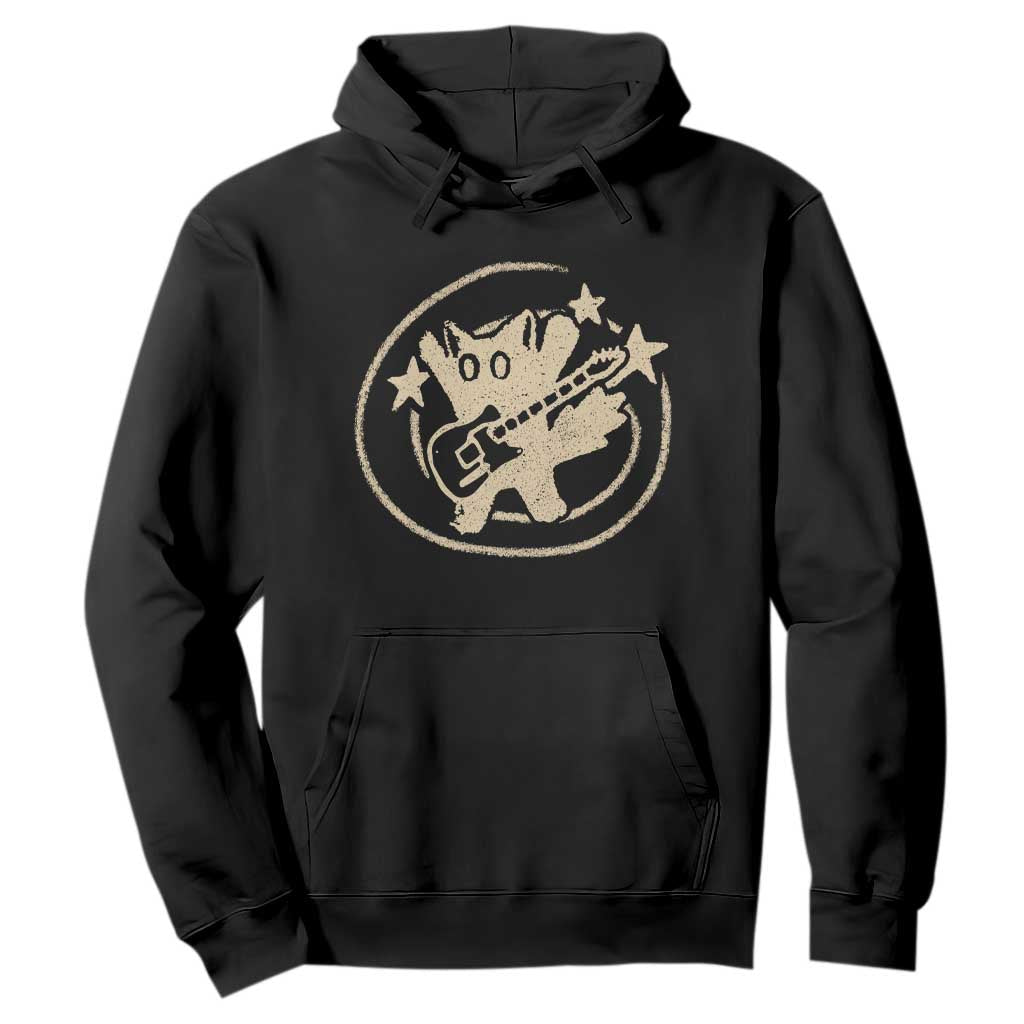 90s Y2K Scary Cat Hoodie Scared Under Starry Tail Cat Playing Guitar TS10 Black Print Your Wear