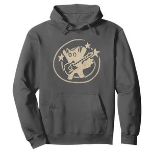 90s Y2K Scary Cat Hoodie Scared Under Starry Tail Cat Playing Guitar TS10 Dark Heather Print Your Wear