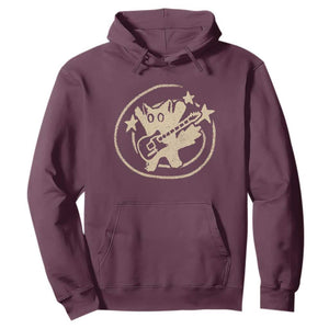 90s Y2K Scary Cat Hoodie Scared Under Starry Tail Cat Playing Guitar TS10 Maroon Print Your Wear