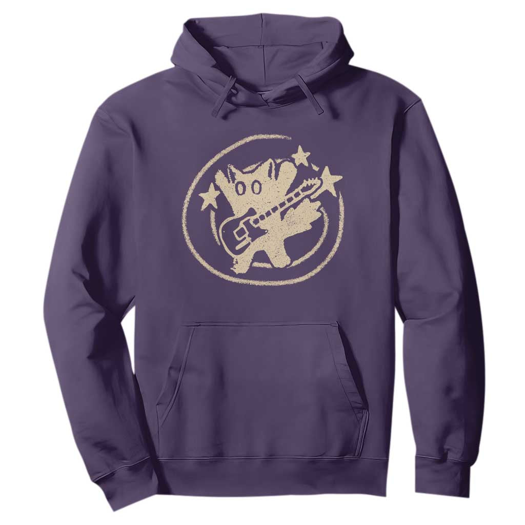 90s Y2K Scary Cat Hoodie Scared Under Starry Tail Cat Playing Guitar TS10 Purple Print Your Wear