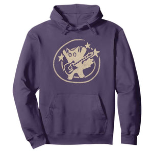 90s Y2K Scary Cat Hoodie Scared Under Starry Tail Cat Playing Guitar TS10 Purple Print Your Wear