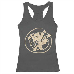 90s Y2K Scary Cat Racerback Tank Top Scared Under Starry Tail Cat Playing Guitar TS10 Dark Heather Print Your Wear
