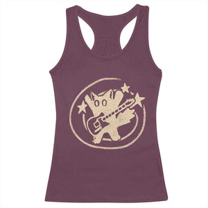90s Y2K Scary Cat Racerback Tank Top Scared Under Starry Tail Cat Playing Guitar TS10 Maroon Print Your Wear