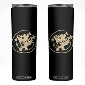 90s Y2K Scary Cat Skinny Tumbler Scared Under Starry Tail Cat Playing Guitar TS10 Black Print Your Wear