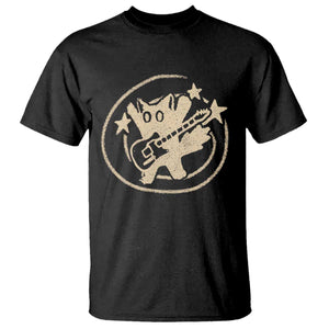 90s Y2K Scary Cat T Shirt Scared Under Starry Tail Cat Playing Guitar TS10 Black Print Your Wear