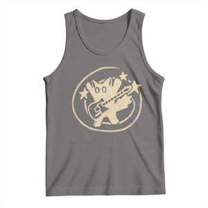 90s Y2K Scary Cat Tank Top Scared Under Starry Tail Cat Playing Guitar TS10 Deep Heather Print Your Wear