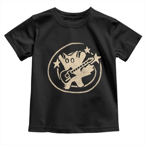 90s Y2K Scary Cat Toddler T Shirt Scared Under Starry Tail Cat Playing Guitar TS10 Black Print Your Wear