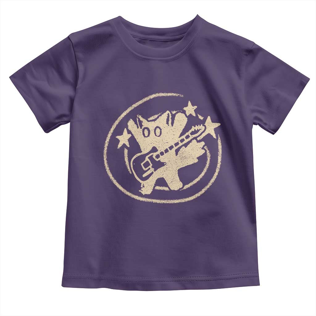 90s Y2K Scary Cat Toddler T Shirt Scared Under Starry Tail Cat Playing Guitar TS10 Purple Print Your Wear