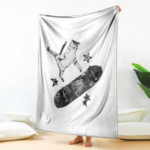 Skateboard Cat Y2K Throw Blanket Rockstar Gf Aesthetic Cat Retro Grunge Skater TS10 Print Your Wear