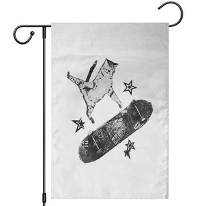 Skateboard Cat Y2K Garden Flag Rockstar Gf Aesthetic Cat Retro Grunge Skater TS10 White Print Your Wear