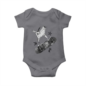 Skateboard Cat Y2K Baby Onesie Rockstar Gf Aesthetic Cat Retro Grunge Skater TS10 Charcoal Print Your Wear