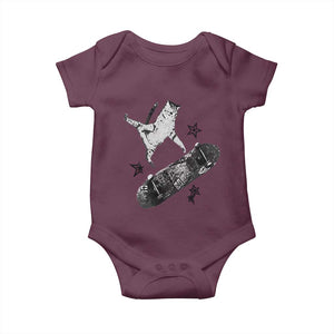 Skateboard Cat Y2K Baby Onesie Rockstar Gf Aesthetic Cat Retro Grunge Skater TS10 Maroon Print Your Wear