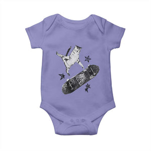 Skateboard Cat Y2K Baby Onesie Rockstar Gf Aesthetic Cat Retro Grunge Skater TS10 Violet Print Your Wear