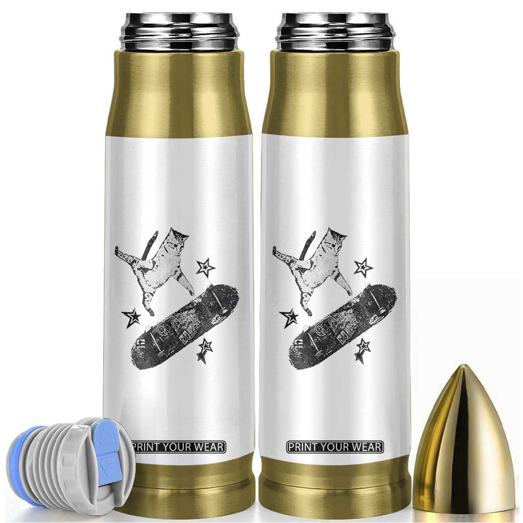 Skateboard Cat Y2K Bullet Tumbler Rockstar Gf Aesthetic Cat Retro Grunge Skater TS10 White Print Your Wear