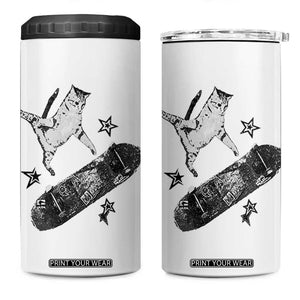 Skateboard Cat Y2K 4 in 1 Can Cooler Tumbler Rockstar Gf Aesthetic Cat Retro Grunge Skater TS10 One Size: 16 oz White Print Your Wear