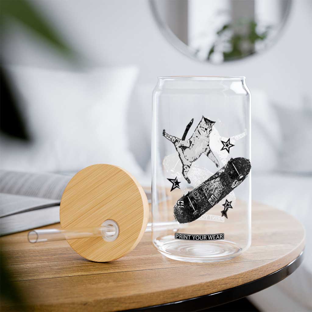 Skateboard Cat Y2K Glass Can Rockstar Gf Aesthetic Cat Retro Grunge Skater TS10 Print Your Wear