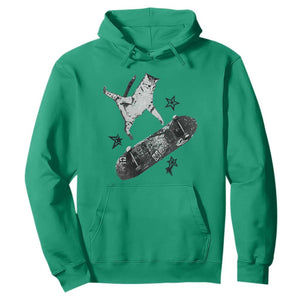 Skateboard Cat Y2K Hoodie Rockstar Gf Aesthetic Cat Retro Grunge Skater TS10 Irish Green Print Your Wear