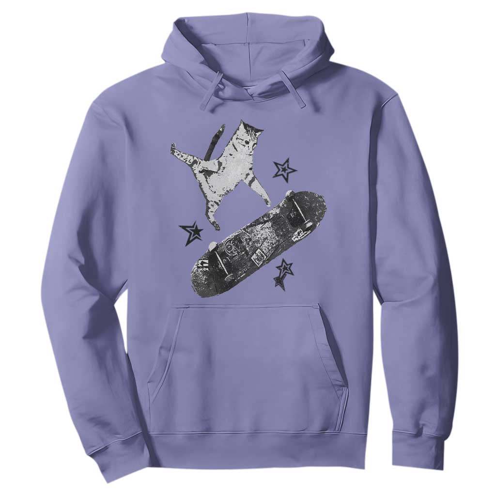 Skateboard Cat Y2K Hoodie Rockstar Gf Aesthetic Cat Retro Grunge Skater TS10 Violet Print Your Wear