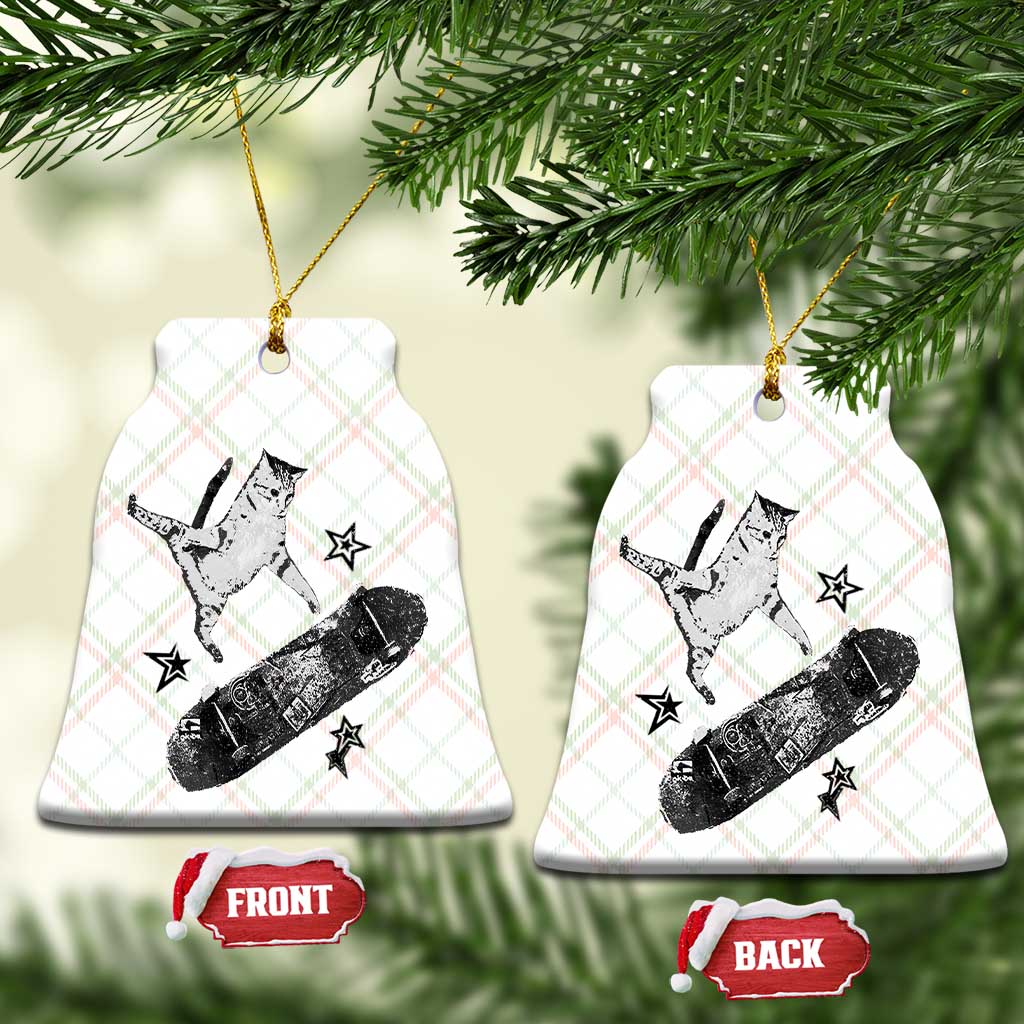 Skateboard Cat Y2K Ceramic Ornament Rockstar Gf Aesthetic Cat Retro Grunge Skater TS10 Print Your Wear
