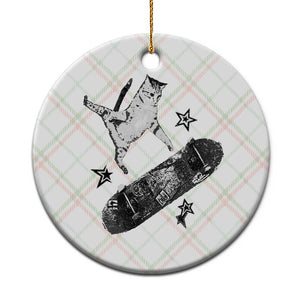 Skateboard Cat Y2K Ceramic Ornament Rockstar Gf Aesthetic Cat Retro Grunge Skater TS10 1pc Christmas Plaid Print Your Wear