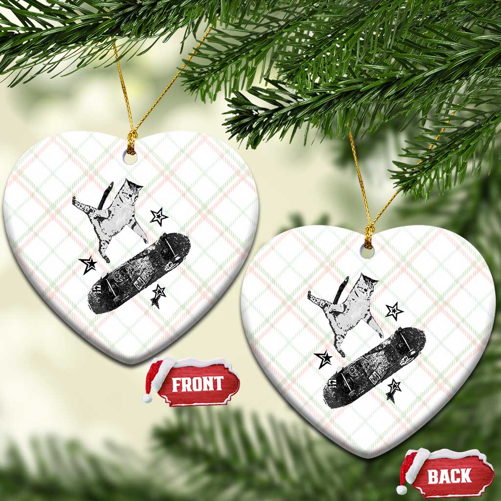 Skateboard Cat Y2K Ceramic Ornament Rockstar Gf Aesthetic Cat Retro Grunge Skater TS10 Print Your Wear