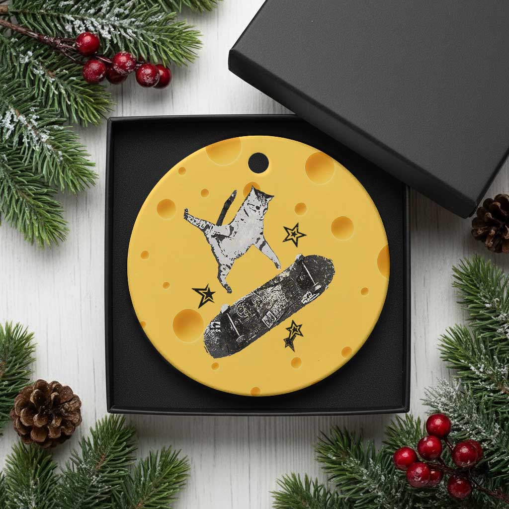 Skateboard Cat Y2K Ceramic Ornament Rockstar Gf Aesthetic Cat Retro Grunge Skater TS10 1pc Yellow Cheese Print Your Wear