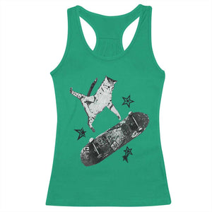 Skateboard Cat Y2K Racerback Tank Top Rockstar Gf Aesthetic Cat Retro Grunge Skater TS10 Irish Green Print Your Wear