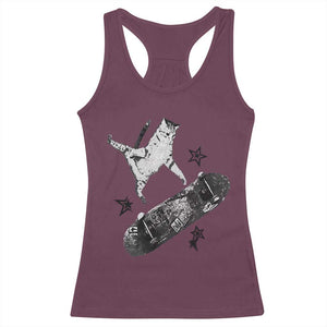 Skateboard Cat Y2K Racerback Tank Top Rockstar Gf Aesthetic Cat Retro Grunge Skater TS10 Maroon Print Your Wear