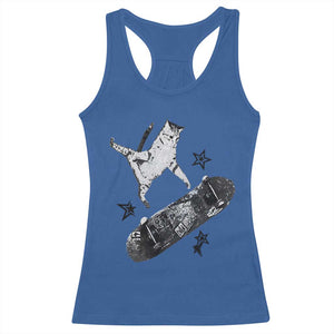 Skateboard Cat Y2K Racerback Tank Top Rockstar Gf Aesthetic Cat Retro Grunge Skater TS10 Royal Blue Print Your Wear