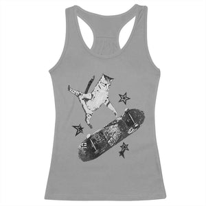 Skateboard Cat Y2K Racerback Tank Top Rockstar Gf Aesthetic Cat Retro Grunge Skater TS10 Sport Gray Print Your Wear