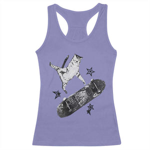 Skateboard Cat Y2K Racerback Tank Top Rockstar Gf Aesthetic Cat Retro Grunge Skater TS10 Violet Print Your Wear