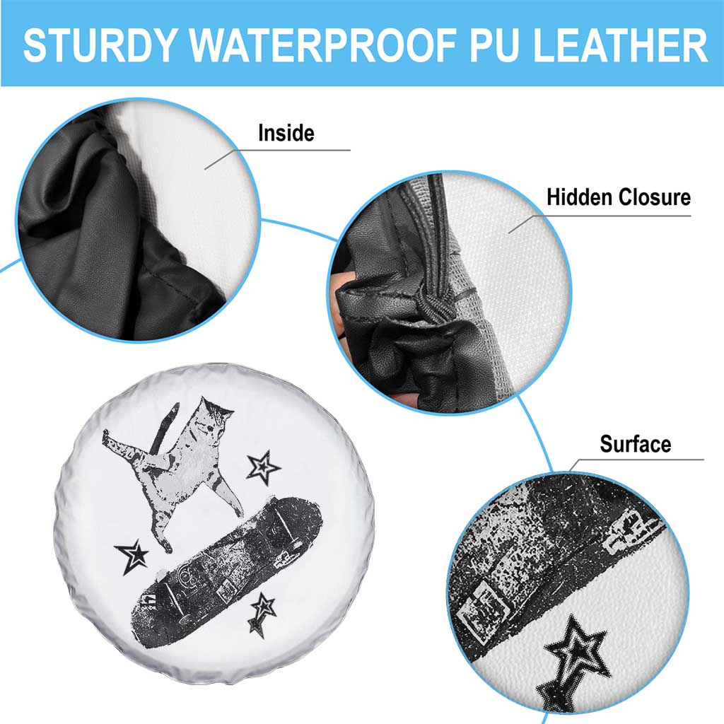 Skateboard Cat Y2K Spare Tire Cover Rockstar Gf Aesthetic Cat Retro Grunge Skater TS10 Print Your Wear