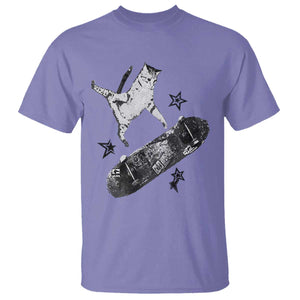 Skateboard Cat Y2K T Shirt Rockstar Gf Aesthetic Cat Retro Grunge Skater TS10 Violet Print Your Wear
