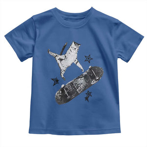 Skateboard Cat Y2K Toddler T Shirt Rockstar Gf Aesthetic Cat Retro Grunge Skater TS10 Royal Blue Print Your Wear