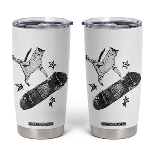 Skateboard Cat Y2K Tumbler Cup Rockstar Gf Aesthetic Cat Retro Grunge Skater TS10 White Print Your Wear