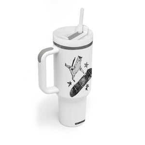 Skateboard Cat Y2K Tumbler With Handle Rockstar Gf Aesthetic Cat Retro Grunge Skater TS10 Print Your Wear