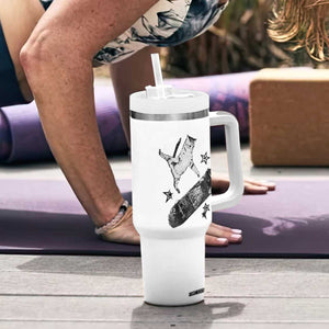 Skateboard Cat Y2K Tumbler With Handle Rockstar Gf Aesthetic Cat Retro Grunge Skater TS10 Print Your Wear