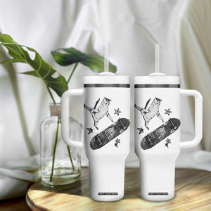 Skateboard Cat Y2K Tumbler With Handle Rockstar Gf Aesthetic Cat Retro Grunge Skater TS10 Print Your Wear