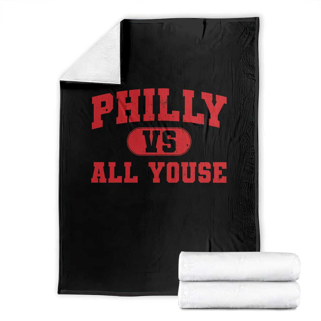 Philly Vs All Youse Throw Blanket Vintage Funny Philadelphia Slang Red TS10 Black Print Your Wear