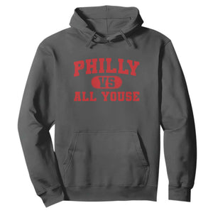 Philly Vs All Youse Hoodie Vintage Funny Philadelphia Slang Red TS10 Dark Heather Print Your Wear