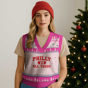Philly Vs All Youse V-Neck Knit Sweater Vest Vintage Funny Philadelphia Slang Red TS10 Hot Pink Print Your Wear
