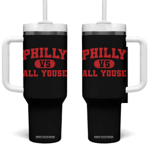 Philly Vs All Youse Tumbler With Handle Vintage Funny Philadelphia Slang Red TS10 One Size: 40 oz Black Print Your Wear