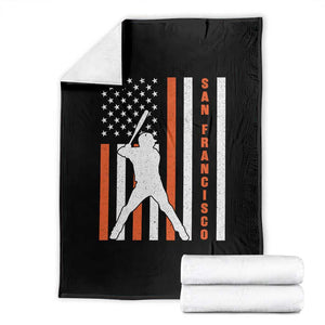Retro San Francisco Throw Blanket Cool Distressed Baseball Fans SF USA Flag TS10 Black Print Your Wear