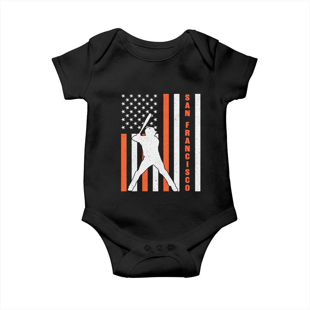 Retro San Francisco Baby Onesie Cool Distressed Baseball Fans SF USA Flag TS10 Black Print Your Wear