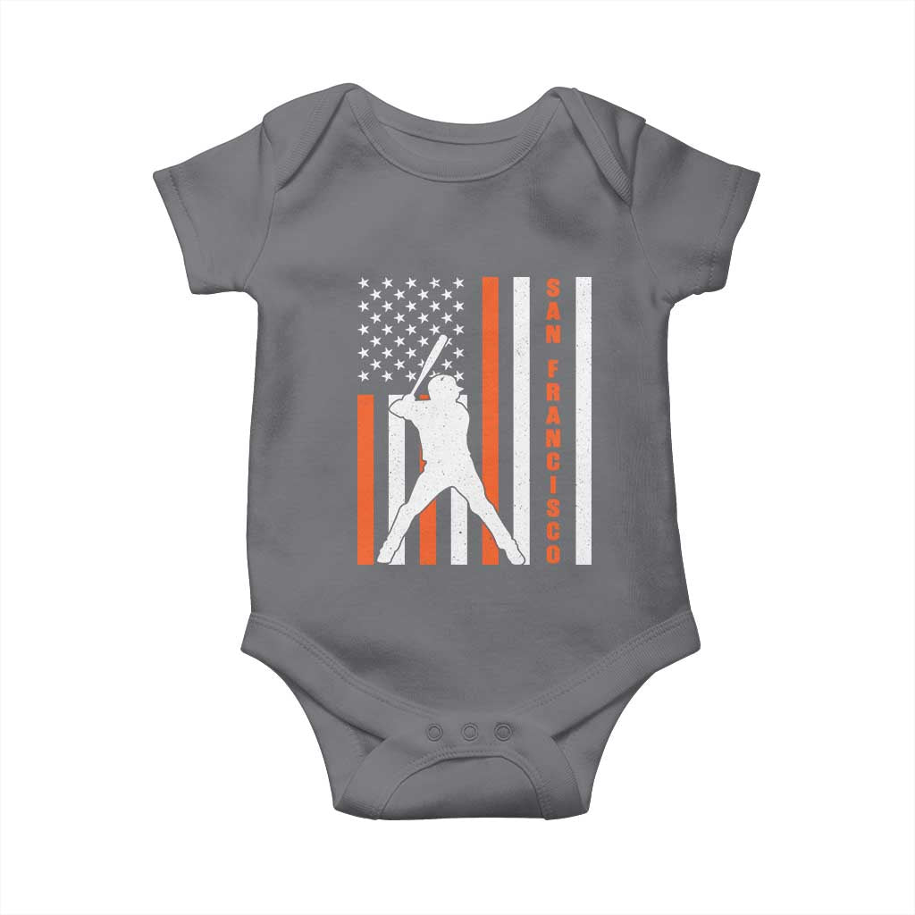 Retro San Francisco Baby Onesie Cool Distressed Baseball Fans SF USA Flag TS10 Charcoal Print Your Wear